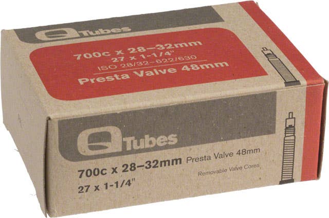 Q-Tubes 700c x 28-32mm 48mm Presta Valve Tube 129g